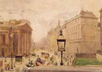 Pall Mall depuis la National Gallery, avec vue sur le Royal College of Physicians, 1911